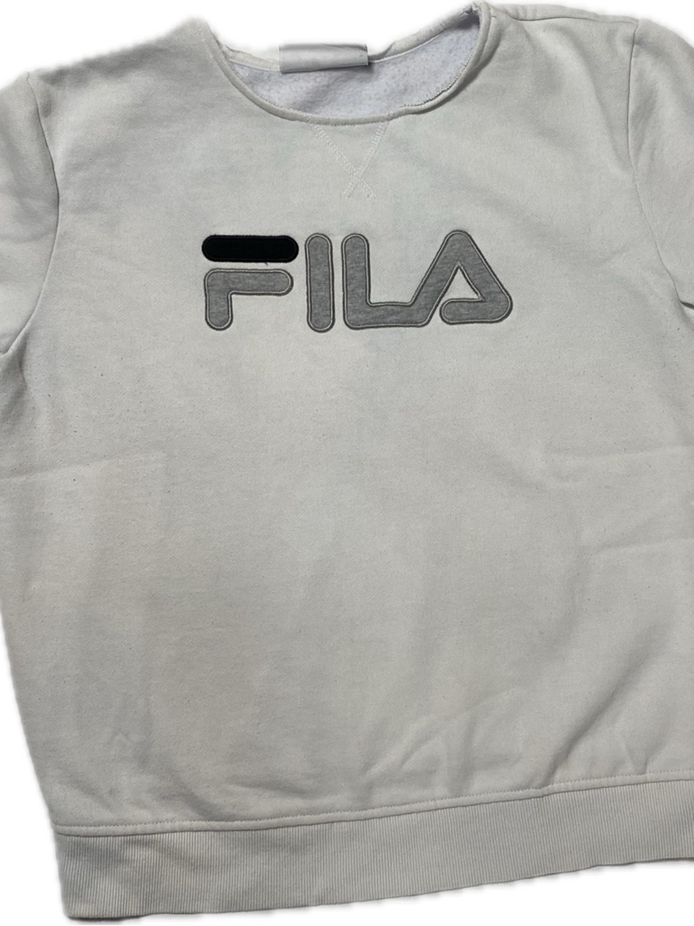 Fila Crewneck short sleeves Sweatshirt in white with Black and light gray Accent